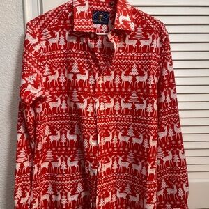 Holiday Red and White Men's Button Down Shirt